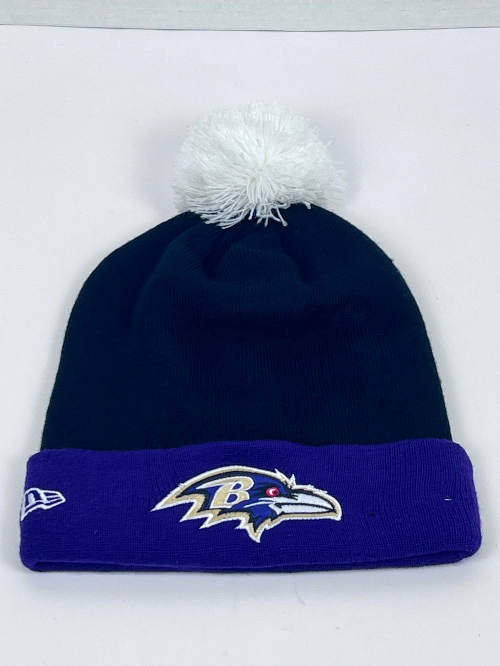 New Era Men's 100% Wool NFL Baltimore Ravens Black & Purple Toboggan OS Football